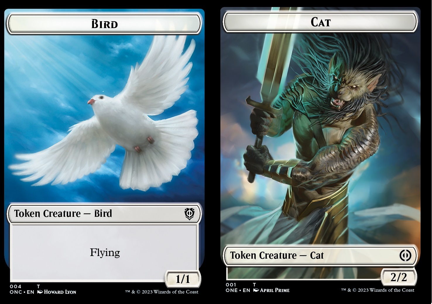 Bird Token (W 1/1 Flying) // Cat Token (W 2/2)