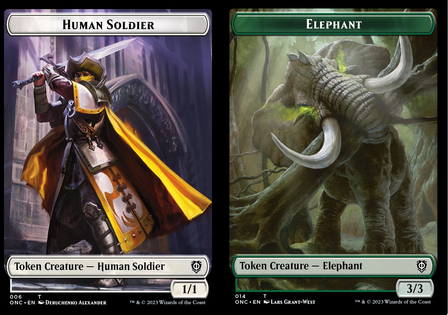 Human Soldier Token (W 1/1) // Elephant Token (G 3/3)