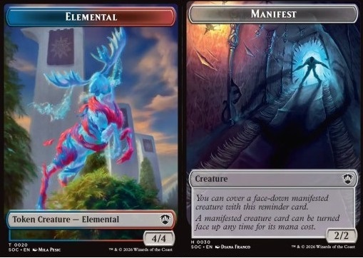 Elemental Token (UR 4/4) // Manifest Token (C 2/2)