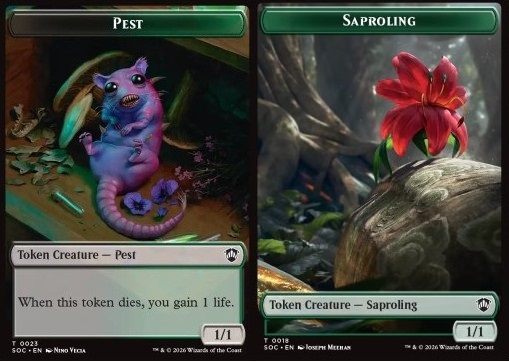 Pest Token (BG 1/1) // Saproling Token (G 1/1)