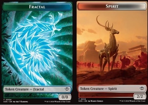 Fractal Token (GU 0/0) // Spirit Token (RW 2/2) (V.2)