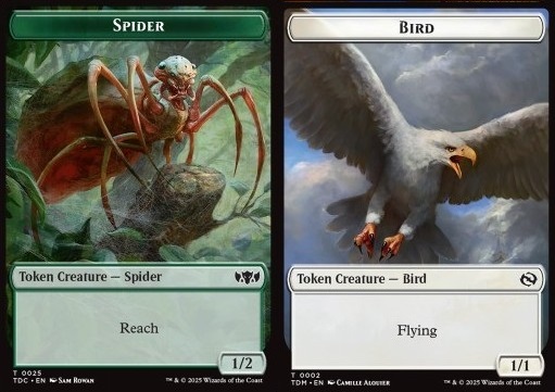Spider Token (G 1/2) // Bird Token (W 1/1)