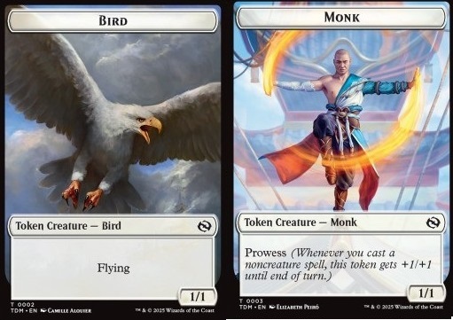 Bird Token (W 1/1) // Monk Token (W 1/1 Prowess)