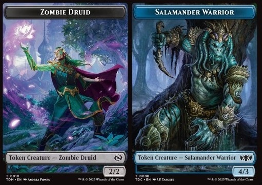 Zombie Druid Token (B 2/2) // Salamander Warrior Token (U 4/3)