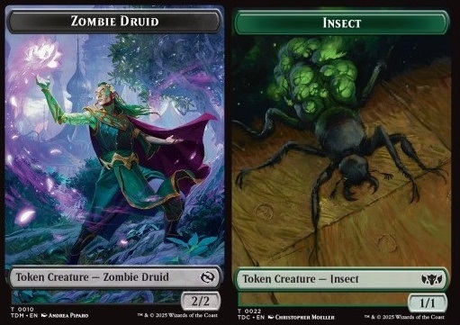 Zombie Druid Token (B 2/2) // Insect Token (G 1/1)
