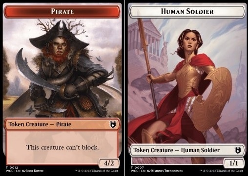 Pirate Token (R 4/2) // Human Soldier Token (W 1/1)