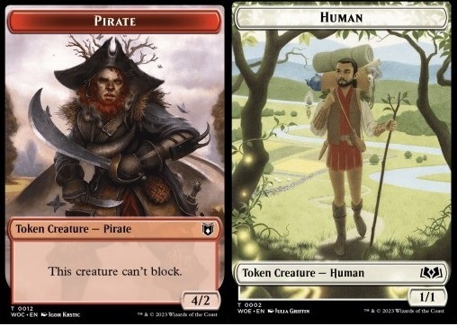 Pirate Token (R 4/2) // Human Token (W 1/1)