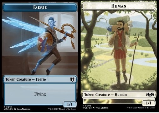 Faerie Token (U 1/1) // Human Token (W 1/1)